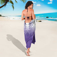 Philippines Barong Style Sarong with Polynesian Art and Leaf Motif Purple Color