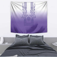 Philippines Barong Style Tapestry with Polynesian Art and Leaf Motif Purple Color