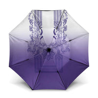Philippines Barong Style Umbrella with Polynesian Art and Leaf Motif Purple Color