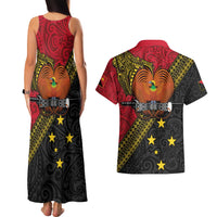 Papua New Guinea Goroka Show Couples Matching Tank Maxi Dress and Hawaiian Shirt Bird-of-paradise and Melanesian Tattoo Pattern LT03 - Polynesian Pride