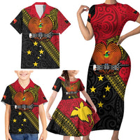 Papua New Guinea Goroka Show Family Matching Short Sleeve Bodycon Dress and Hawaiian Shirt Bird-of-paradise and Melanesian Tattoo Pattern LT03 - Polynesian Pride