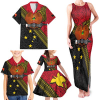 Papua New Guinea Goroka Show Family Matching Tank Maxi Dress and Hawaiian Shirt Bird-of-paradise and Melanesian Tattoo Pattern LT03 - Polynesian Pride