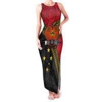 Papua New Guinea Goroka Show Family Matching Tank Maxi Dress and Hawaiian Shirt Bird-of-paradise and Melanesian Tattoo Pattern LT03 Mom's Dress Red - Polynesian Pride