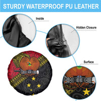 Papua New Guinea Goroka Show Spare Tire Cover Bird-of-paradise and Melanesian Tattoo Pattern LT03 - Polynesian Pride