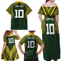 Australia Rugby Custom Family Matching Off Shoulder Maxi Dress and Hawaiian Shirt Aboriginal Art Sporty Style LT03 - Polynesian Pride