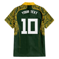 Australia Rugby Custom Family Matching Off Shoulder Maxi Dress and Hawaiian Shirt Aboriginal Art Sporty Style LT03 - Polynesian Pride