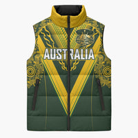 Australia Rugby Custom Sleeveless Puffer Jacket Aboriginal Art Sporty Style - Polynesian Pride
