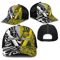 Aotearoa Australia Rugby Baseball Net Cap Maori and Aboriginal Art Sporty Style - Polynesian Pride