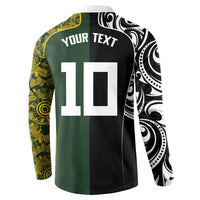 Aotearoa Australia Rugby Custom Button Sweatshirt Maori and Aboriginal Art Sporty Style - Polynesian Pride