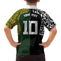 Aotearoa Australia Rugby Custom Family Matching Off Shoulder Maxi Dress and Hawaiian Shirt Maori and Aboriginal Art Sporty Style LT03 - Polynesian Pride