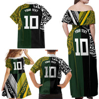 Aotearoa Australia Rugby Custom Family Matching Off Shoulder Maxi Dress and Hawaiian Shirt Maori and Aboriginal Art Sporty Style LT03 - Polynesian Pride