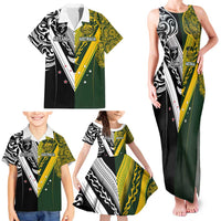 Aotearoa Australia Rugby Custom Family Matching Tank Maxi Dress and Hawaiian Shirt Maori and Aboriginal Art Sporty Style LT03 - Polynesian Pride