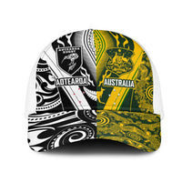 Aotearoa Australia Rugby Mesh Trucker Cap Maori and Aboriginal Art Sporty Style - Polynesian Pride