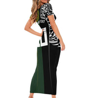 Aotearoa Australia Rugby Custom Short Sleeve Bodycon Dress Maori and Aboriginal Art Sporty Style LT03 - Polynesian Pride