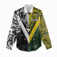 Aotearoa Australia Rugby Custom Women Casual Shirt Maori and Aboriginal Art Sporty Style LT03 - Polynesian Pride