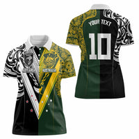 Aotearoa Australia Rugby Custom Women Polo Shirt Maori and Aboriginal Art Sporty Style LT03 - Polynesian Pride