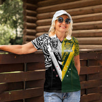 Aotearoa Australia Rugby Custom Women Polo Shirt Maori and Aboriginal Art Sporty Style LT03 - Polynesian Pride