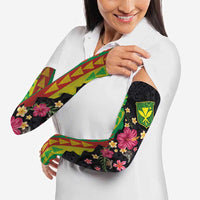 Hawaiian Independence Day Arm Sleeves Kanaka Maoli Symbols With Tapa Motifs and Tropical Plants LT03 - Polynesian Pride