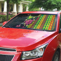 Hawaiian Independence Day Auto Sun Shade Kanaka Maoli Symbols With Tapa Motifs and Tropical Plants LT03 - Polynesian Pride