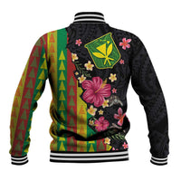 Hawaiian Independence Day Baseball Jacket Kanaka Maoli Symbols With Tapa Motifs and Tropical Plants LT03 - Polynesian Pride