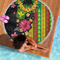Hawaiian Independence Day Beach Blanket Kanaka Maoli Symbols With Tapa Motifs and Tropical Plants LT03 - Polynesian Pride