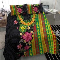 Hawaiian Independence Day Bedding Set Kanaka Maoli Symbols With Tapa Motifs and Tropical Plants LT03 - Polynesian Pride