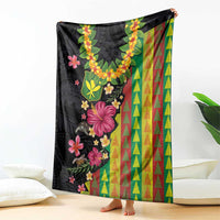 Hawaiian Independence Day Blanket Kanaka Maoli Symbols With Tapa Motifs and Tropical Plants LT03 - Polynesian Pride