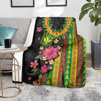 Hawaiian Independence Day Blanket Kanaka Maoli Symbols With Tapa Motifs and Tropical Plants LT03 - Polynesian Pride