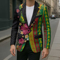 Hawaiian Independence Day Blazer Kanaka Maoli Symbols With Tapa Motifs and Tropical Plants LT03 - Polynesian Pride