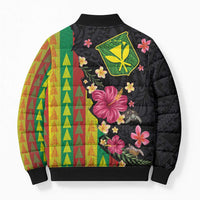 Hawaiian Independence Day Bomber Puffer Jacket Kanaka Maoli Symbols With Tapa Motifs and Tropical Plants LT03 - Polynesian Pride