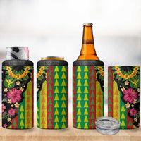 Hawaiian Independence Day 4 in 1 Can Cooler Tumbler Kanaka Maoli Symbols With Tapa Motifs and Tropical Plants LT03 - Polynesian Pride