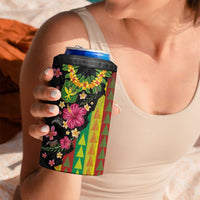 Hawaiian Independence Day 4 in 1 Can Cooler Tumbler Kanaka Maoli Symbols With Tapa Motifs and Tropical Plants LT03 - Polynesian Pride