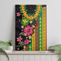 Hawaiian Independence Day Canvas Wall Art Kanaka Maoli Symbols With Tapa Motifs and Tropical Plants LT03 - Polynesian Pride