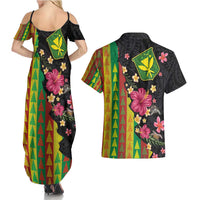 Hawaiian Independence Day Couples Matching Summer Maxi Dress and Hawaiian Shirt Kanaka Maoli Symbols With Tapa Motifs and Tropical Plants LT03 - Polynesian Pride