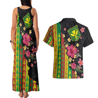 Hawaiian Independence Day Couples Matching Tank Maxi Dress and Hawaiian Shirt Kanaka Maoli Symbols With Tapa Motifs and Tropical Plants LT03 - Polynesian Pride