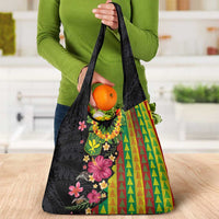 Hawaiian Independence Day Grocery Bag Kanaka Maoli Symbols With Tapa Motifs and Tropical Plants LT03 - Polynesian Pride
