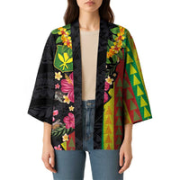 Hawaiian Independence Day Kimono Kanaka Maoli Symbols With Tapa Motifs and Tropical Plants LT03 - Polynesian Pride