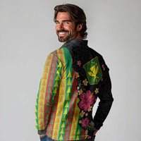 Hawaiian Independence Day Long Sleeve Polo Shirt Kanaka Maoli Symbols With Tapa Motifs and Tropical Plants LT03 - Polynesian Pride