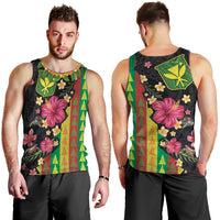Hawaiian Independence Day Men Tank Top Kanaka Maoli Symbols With Tapa Motifs and Tropical Plants LT03 - Polynesian Pride