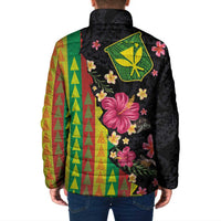 Hawaiian Independence Day Padded Jacket Kanaka Maoli Symbols With Tapa Motifs and Tropical Plants LT03 - Polynesian Pride