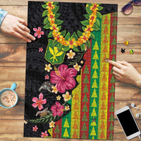 Hawaiian Independence Day Puzzle Kanaka Maoli Symbols With Tapa Motifs and Tropical Plants LT03 Black - Polynesian Pride
