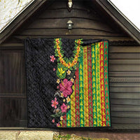 Hawaiian Independence Day Quilt Kanaka Maoli Symbols With Tapa Motifs and Tropical Plants LT03 - Polynesian Pride