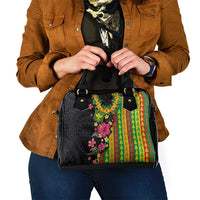 Hawaiian Independence Day Shoulder Handbag Kanaka Maoli Symbols With Tapa Motifs and Tropical Plants LT03 - Polynesian Pride