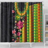 Hawaiian Independence Day Shower Curtain Kanaka Maoli Symbols With Tapa Motifs and Tropical Plants LT03 - Polynesian Pride