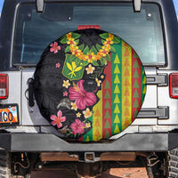 Hawaiian Independence Day Spare Tire Cover Kanaka Maoli Symbols With Tapa Motifs and Tropical Plants LT03 Black - Polynesian Pride