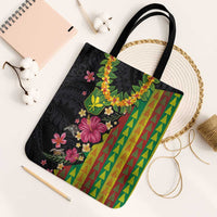 Hawaiian Independence Day Tote Bag Kanaka Maoli Symbols With Tapa Motifs and Tropical Plants LT03 Black Strap One Size Black - Polynesian Pride