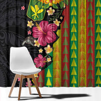 Hawaiian Independence Day Window Curtain Kanaka Maoli Symbols With Tapa Motifs and Tropical Plants LT03 - Polynesian Pride