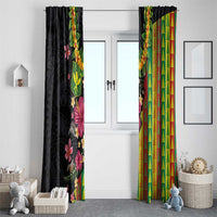 Hawaiian Independence Day Window Curtain Kanaka Maoli Symbols With Tapa Motifs and Tropical Plants LT03 - Polynesian Pride