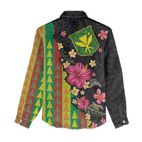 Hawaiian Independence Day Women Casual Shirt Kanaka Maoli Symbols With Tapa Motifs and Tropical Plants - Polynesian Pride