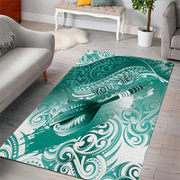 Personalised New Zealand Aotearoa Darts Masters Area Rug Maori Art Tattoo with Tribal Dart Symbol Teal Color - Polynesian Pride